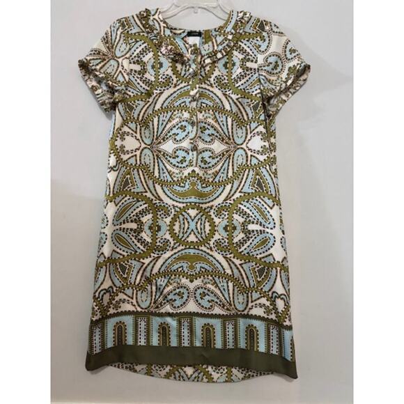 J. Crew Dress 100% Silk Size 6 Trastevere Shift Short Sleeve Crew Neck Classy - Picture 1 of 7